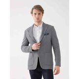 Dufy Gri Erkek Slim Fit Desenli Mono Yaka Ceket - 48