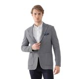 Dufy Gri Erkek Slim Fit Desenli Mono Yaka Ceket - 95384
