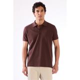 Dufy Kahve Polo Yaka Pamuklu Düz Renk Slim Fit Erkek T-shirt