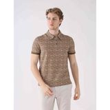 Dufy Kahverengi Erkek Ekstra Slim Fit Desenli Casual Polo Yaka T-shirt - XL