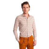 Dufy Kahverengi Erkek Slim Fit Baskılı Paul Yaka Uzun Kol Gömlek - 60643