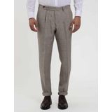 Dufy Kahverengi Erkek Slim Fit Çizgili Keten Pantolon - 104544