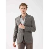 Dufy Kahverengi Erkek Slim Fit Ekose Desenli Mono Yaka Ceket - 52