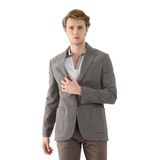 Dufy Kahverengi Erkek Slim Fit Ekose Desenli Mono Yaka Ceket - 95400