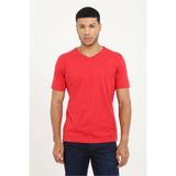 Dufy Kırmızı-v-yaka-pamuklu-duz-renk-slim-fit-erkek-t-shirt