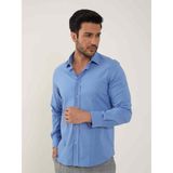 Dufy Koyu Mavi Erkek Slim Fit Düz Klasik Yaka Uzun Kol Gömlek - 38