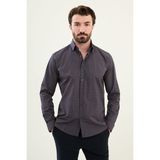 Dufy Lacivert Desenli Pamuk Slim Fit Erkek Gömlek