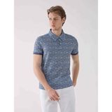 Dufy Lacivert Erkek Ekstra Slim Fit Desenli Casual Polo Yaka T-shirt - 94382