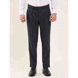 Dufy Lacivert Erkek Slim Fit Balıksırtı Desenli Klasik Pantolon - 97704