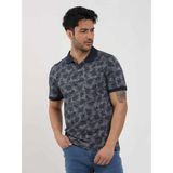 Dufy Lacivert Erkek Slim Fit Desenli Polo Yaka T-shirt