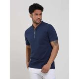 Dufy Lacivert Erkek Slim Fit Düz Bomber Yaka T-shirt - XL