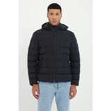 Dufy Lacivert Slim Fit Şişme Kapüşonlu Erkek Mont