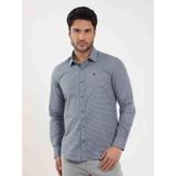 Dufy Mavi Erkek Slim Fit Desenli Brent Yaka Uzun Kol Gömlek - 38