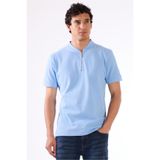 Dufy Mavi Erkek Slim Fit Desenli Polo Yaka T-shirt