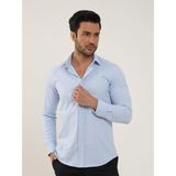 Dufy Mavi Erkek Slim Fit Düz Klasik Yaka Uzun Kol Gömlek - 38