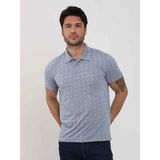Dufy Mavi Erkek Slim Fit Jakarlı Polo Yaka T-shirt - 2XL