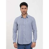 Dufy Mavi Erkek Slim Fit Puantiyeli Brent Düğmeli Yaka Uzun Kol Gömlek - 38