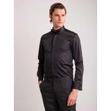 Dufy Siyah Erkek Slim Fit Düz Ata Yaka Uzun Kol Gömlek - 60901