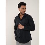 Dufy Siyah Erkek Slim Fit Düz Klasik Yaka Uzun Kol Gömlek - 46