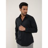 Dufy Siyah Erkek Slim Fit Düz Klasik Yaka Uzun Kol Gömlek - 88359