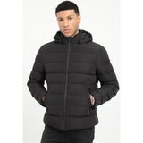 Dufy Siyah Slim Fit Şişme Kapüşonlu Erkek Mont - XL