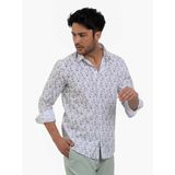 Dufy Yeşil Erkek Slim Fit Çiçek Desenli Brent Yaka Uzun Kol Gömlek - 104785
