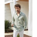 Dufy Yeşil Erkek Slim Fit Çiçek Desenli Klasik Yaka Uzun Kol Gömlek - 104880 - 44