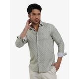 Dufy Yeşil Erkek Slim Fit Çiçek Desenli Klasik Yaka Uzun Kol Gömlek - 104880