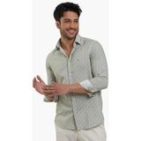 Dufy Yeşil Erkek Slim Fit Çiçek Desenli Klasik Yaka Uzun Kol Gömlek - 46
