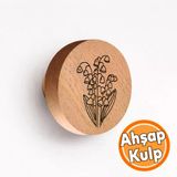 Düğme Ahşap Kulp Lale Desenli Çocuk Odası Çekmece Mutfak Mobilya Dolabı Dolap Kulpu Kulbu Kulpları