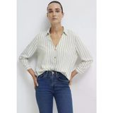 DÜĞME DETAYLI BLUZ Slate Grey Stripe Kadın Bluz M122400-91387
