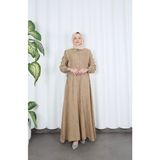 Düğme Detaylı Bolerolu Beli Lastikli Tesettür Elbise Taba HNT8540 - 48