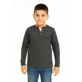 Düğme Detaylı Mevsimlik Uzun Kollu Kaşkorse Kumaş Sweatshirt Füme Renk Erkek Çocuk