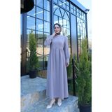Düğme Detaylı Pileli Tesettür Elbise Vizon HNT8528 - 42