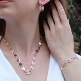Düğme Modeli Zirkon Taşlı Rose Gold Kaplama Gümüş Set