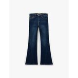 Düğmeli Cepli Slim Fit Düşük Bel İspanyol Paça Jean Pantolon - Flare Jeans