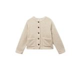 Düğmeli Cepli Uzun Kollu Yuvarlak Yaka Crop Peluş Bomber Ceket