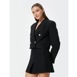 Düğmeli Kısa Kruvaze Tüvit Blazer Ceket