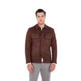 Dügmeli Spor Erkek Slim Fit Süet Trençkot-Mont Kahverengi 48