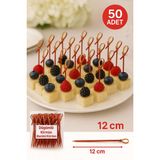 Düğümlü Kırmızı Bambu Kürdan – 12 cm, Şık Davet ve Kokteyl Sunum Çubuğu (50’li Paket)