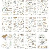 Düğün Sticker Seti, 325 Adet Çıkartma, Misafir, Konuk Defteri Veya Fotoğraf Albumü Için Sevgi Dolu Vintage Love Temalı, Dekorasyon Için Motifli Sözcüklü Düğün Etiketi, 10 Sayfa, A5 Boyut - 41 Delft Blue