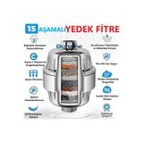DUHALINE 15 Aşamalı Duş Banyo Mutfak Filtresi YEDEK KARTUŞ Klor Kireç Kötü Koku Önleyici (Yedek Filtre)