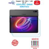DUHALINE 2 ADET Casper VIA S40 L40 10.4 Tablet Tam Uyumlu Ekran Koruyucu Şeffaf Cam Nano HD Esnek Kırılmaz