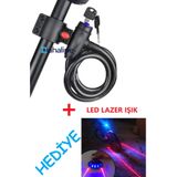 DUHALINE Çelik Kilit Bisiklet Motosiklet Kilidi + Lazer LED Işık HEDİYELİ Scooter ve Bebek Arabası İçin Uygun
