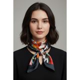 dukart Kadın Trendlover Eşarp, Fular ve Bandana, Siyah Kedi Desenli, 70x70 Cm