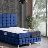 Duke Lux Baza Başlık Ve Deluxe Yatak, Lacivert, 90X200