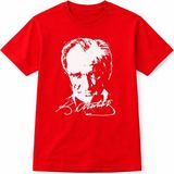 Dükkan Artı Atatürk Baskılı Tişört - Kırmızı - 9 - 10 Yaş