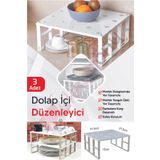 Dükkanönü 3 Adet Flowers Dolap Içi Raf Düzenleyici Dolap Düzenleyici Raf, Bardak Rafı, Düzenleme Rafı Org-01