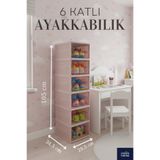 Dükkanönü 6 Katlı Modüler Ayakkabılık Lüks Ayakkabı Kutusu Seti Dolabı Katlanır İstiflenebilir Pembe