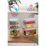 Dükkanönü 6 lı Çok Amaçlı Dikdörtgen Sızdırmaz Kapaklı Gıda Erzak Bakliyat Saklama Kabı Seti 4x0,8 Lt 2 x 2,8 Lt Org-417 - 6